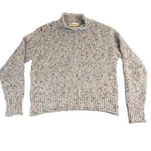 Sweet Republic Mock Neck Confetti Knit Sweater Gray Multi Color Fleck Medium